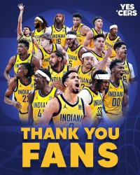 步行者官方致谢球迷：一个难忘的赛季，感谢你们所有的一切